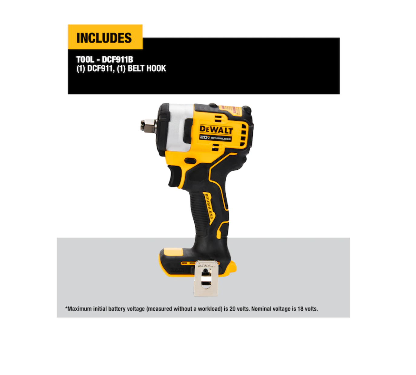 DEWALT DCF911B 20-volt Max Variable Speed Brushless 1/2-in square Drive Cordless Impact Wrench