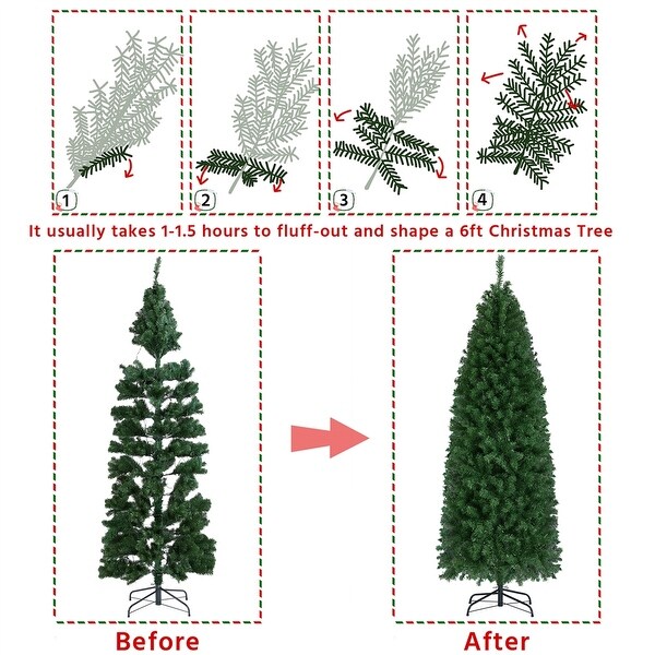 Yaheetech Prelit Artificial Christmas Tree Slim Tree Hinged Spruce