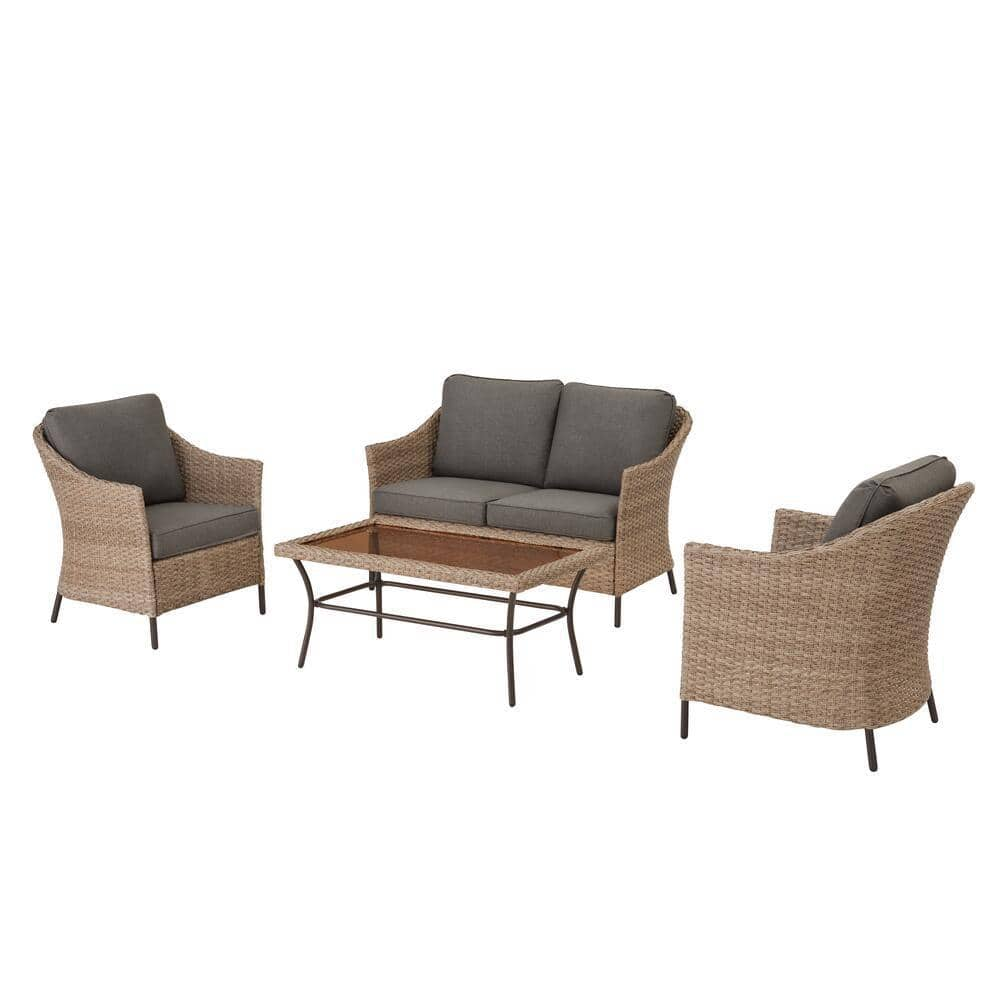 StyleWell Kendall Cove 4-Piece Steel Patio Conversation Outdoor Seating Set with Charcoal Cushions GT-11193-SRGSET