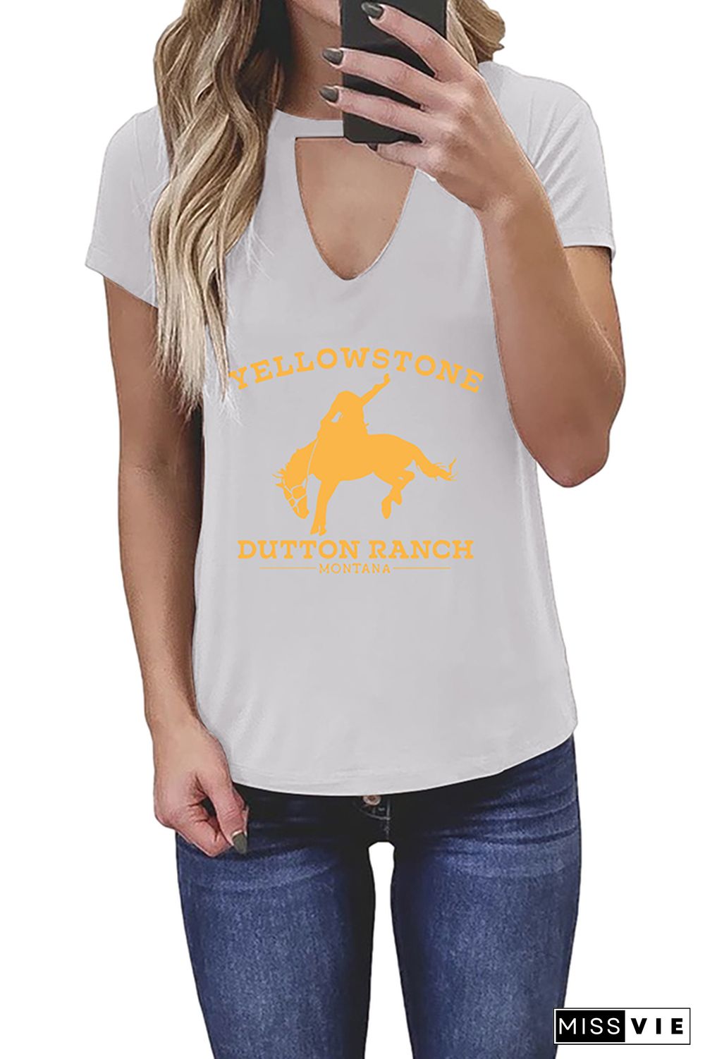 Yellowstone Graphic Tees for Women Wholesale Short Sleeve T shirts Top