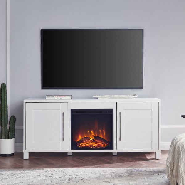 Chabot Rectangular TV Stand with Log Fireplace for TV's up to 65