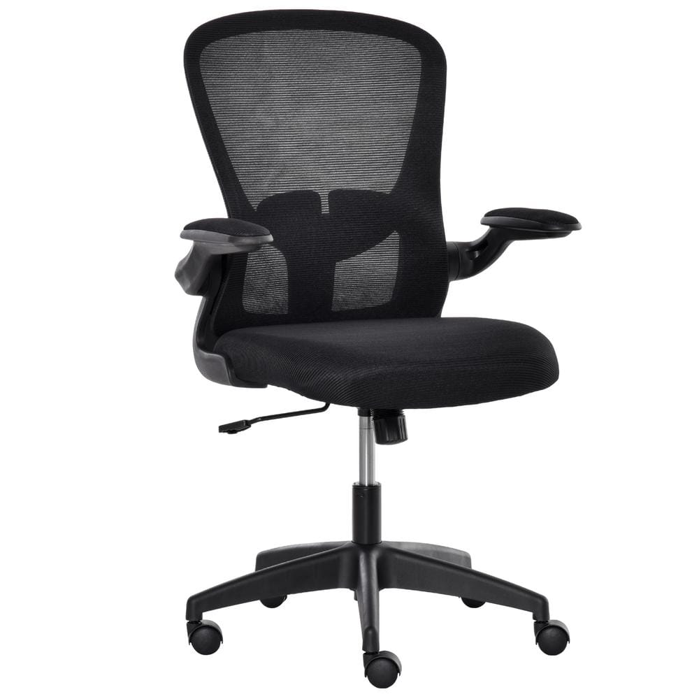 Vinsetto Black, Mesh Home Office Chair Mid Back Ergonomic Computer Task Chair with Lumbar Back Support, Adjustable Height 921-405V80