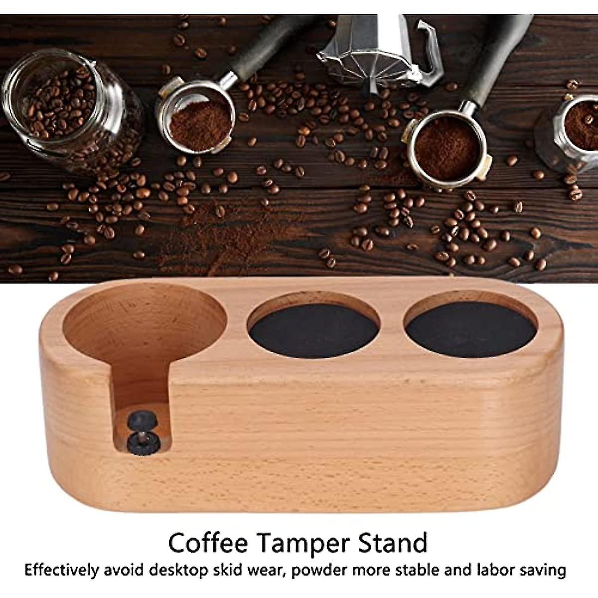 Coffee Tamper Holder Coffee Tamper Station Wooden Base Bar Tamper Storage Stand Holder 3 Holes 58mm For Kitchen Restaurant Espresso Coffee Maker