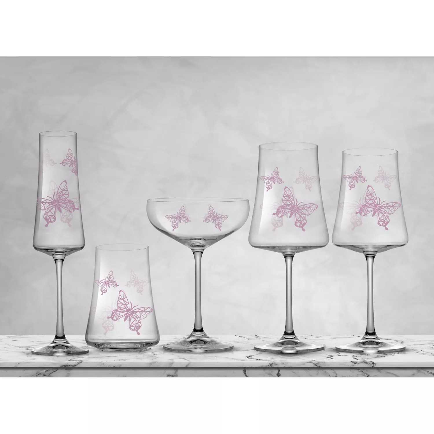 JoyJolt Meadow Butterfly 2-pc. Crystal Highball Glass Set