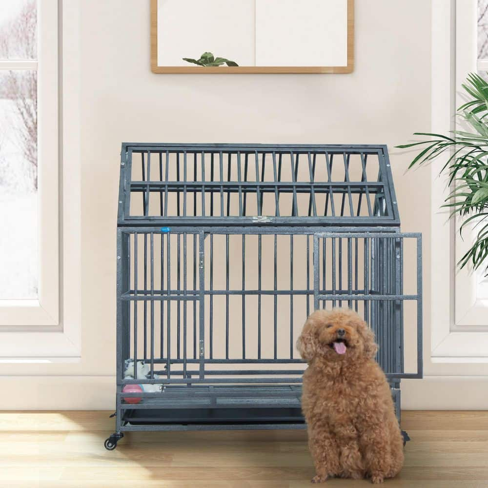 COZIWOW 36 in. x 23 in. x 40 in. Heavy-Duty Metal Dog Kennel Crate CW12H0311