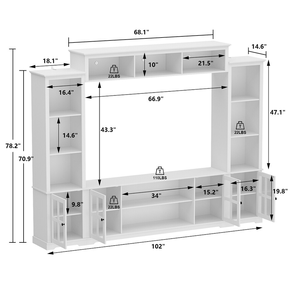 Wall Unit Entertainment Center Bookshelves TV Stand Display End Tables