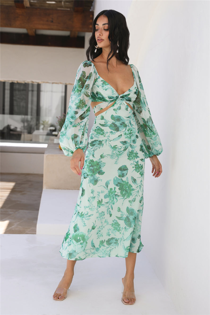 Dahlia Kisses Midi Dress GREEN