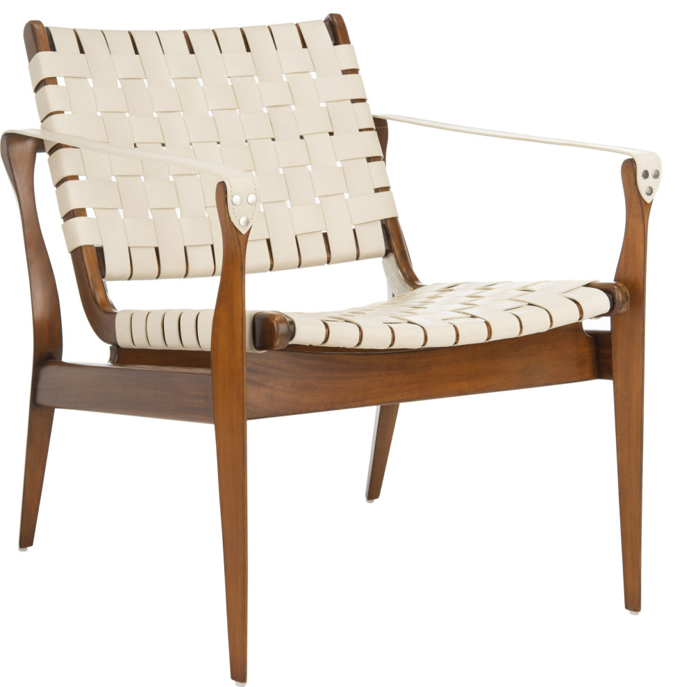 Safavieh Couture Dilan Leather Safari Chair   Midcentury   Armchairs And Accent Chairs   by HedgeApple  Houzz