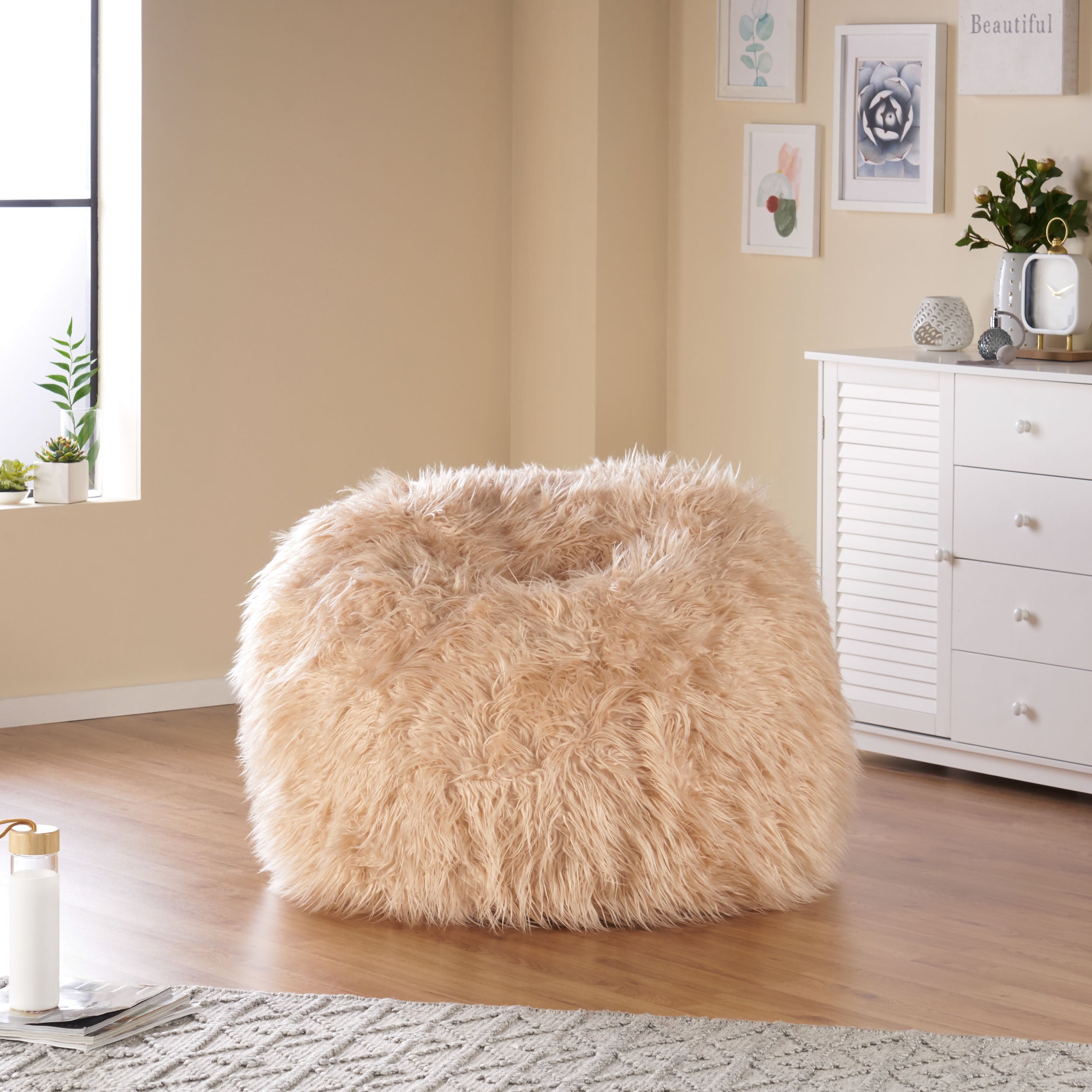 Dundas Modern Glam 3 Foot Faux Fur Bean Bag