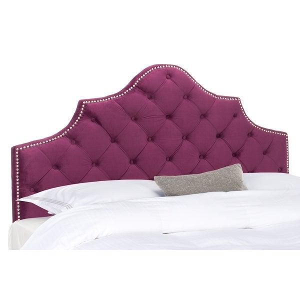 SAFAVIEH Arebelle Aubergine Velvet Upholstered Tufted Headboard - Silver Nailhead (Full) - - 11551688