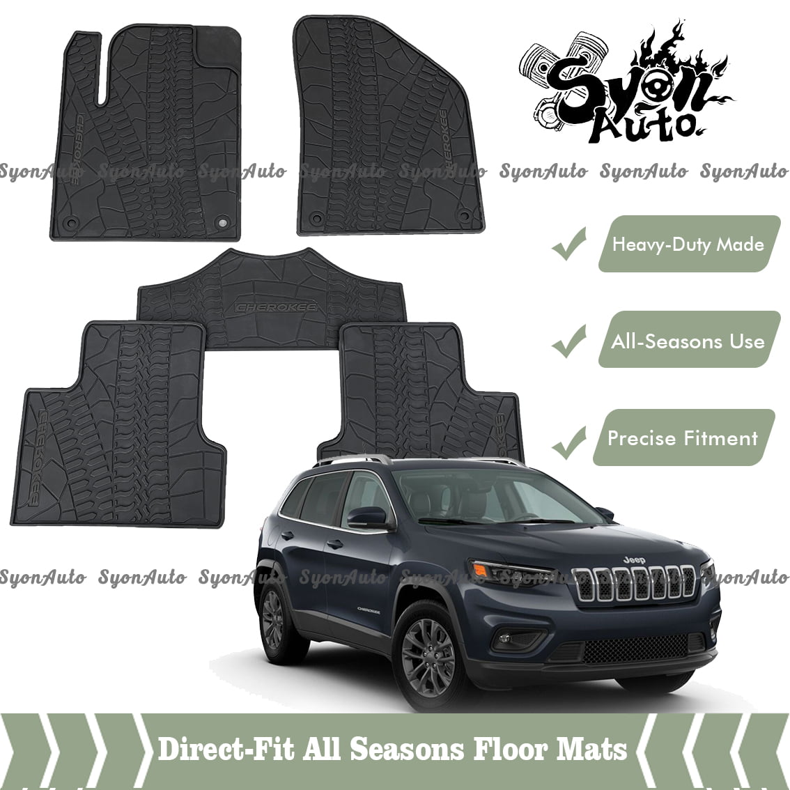 FITS 2015+ JEEP CHEROKEE DIRECT FIT ALL SEASONS WATERPROOF HEAVY DUTY FLOOR MATS