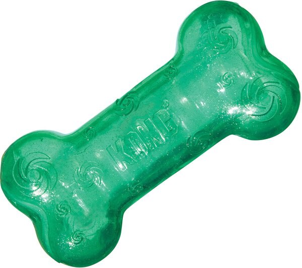 KONG Squeezz Crackle Bone for Dogs， Color Varies