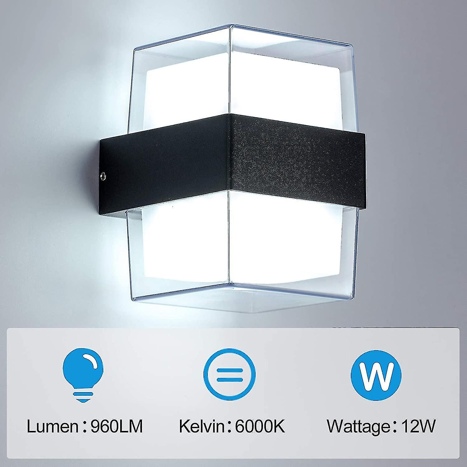 10w Led Outdoor Wall Light 3000k Warm White Wall Light Fixture Ip65 Acrylic 960lm For Gardens， Patios， Outdoor Walls. Total Size: 105 * 90 * 130mm [en