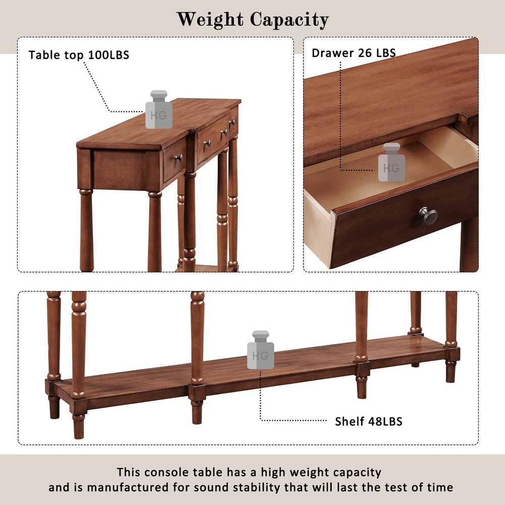 Console Table Sofa Table for Living Room with Storage Shelf and Drawer