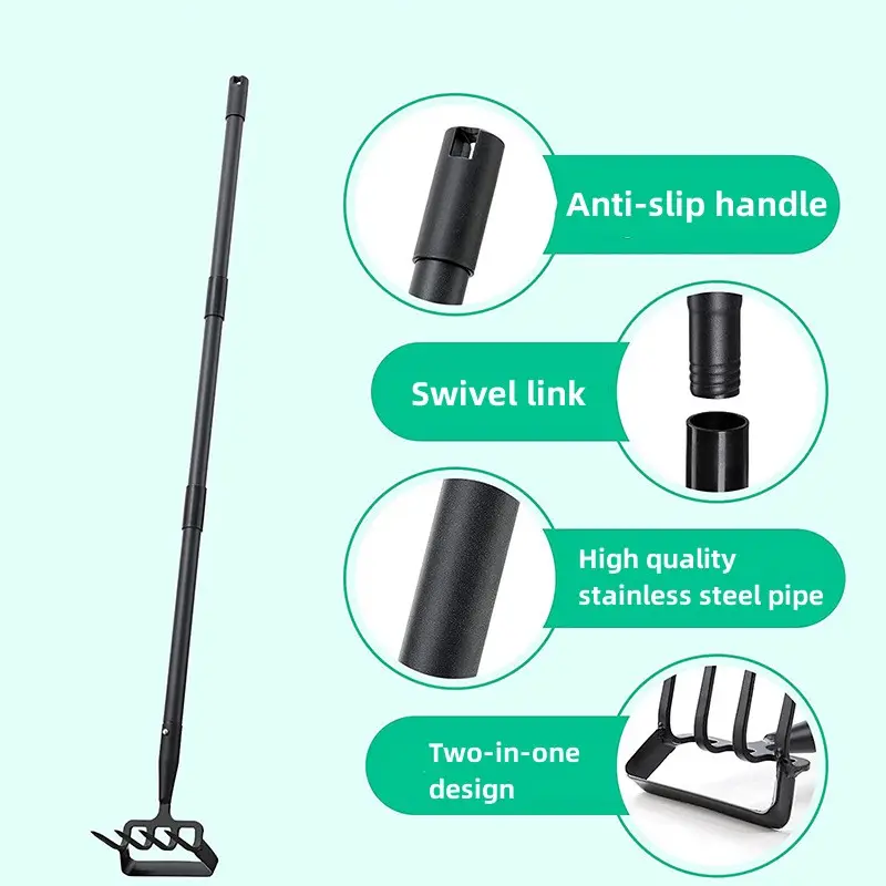 Garden Rake New arrival Heavy Duty  2 in 1 Detachable double head Bow Rake with anti slip Handle