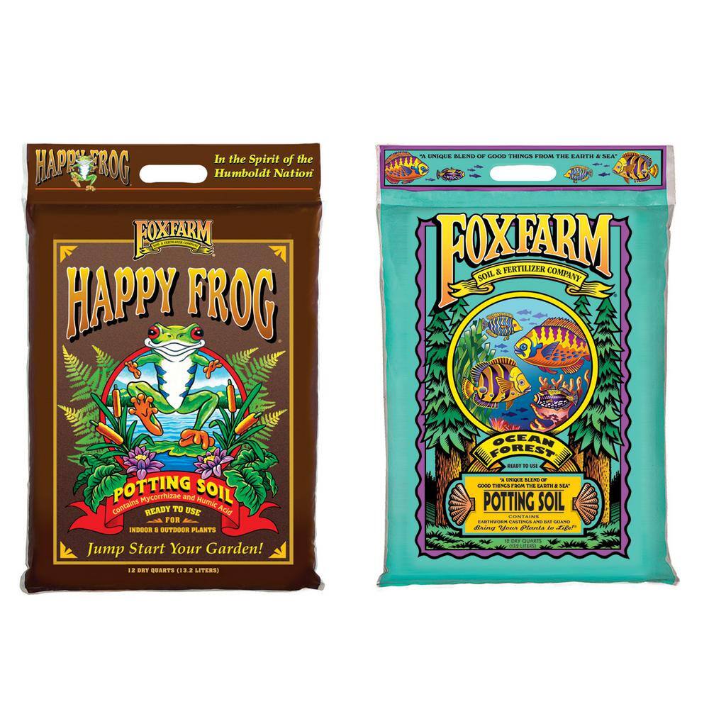 FOXFARM Ocean Forest wHappy Frog Garden Potting Soils 12 Quart FX14053 + FX14054