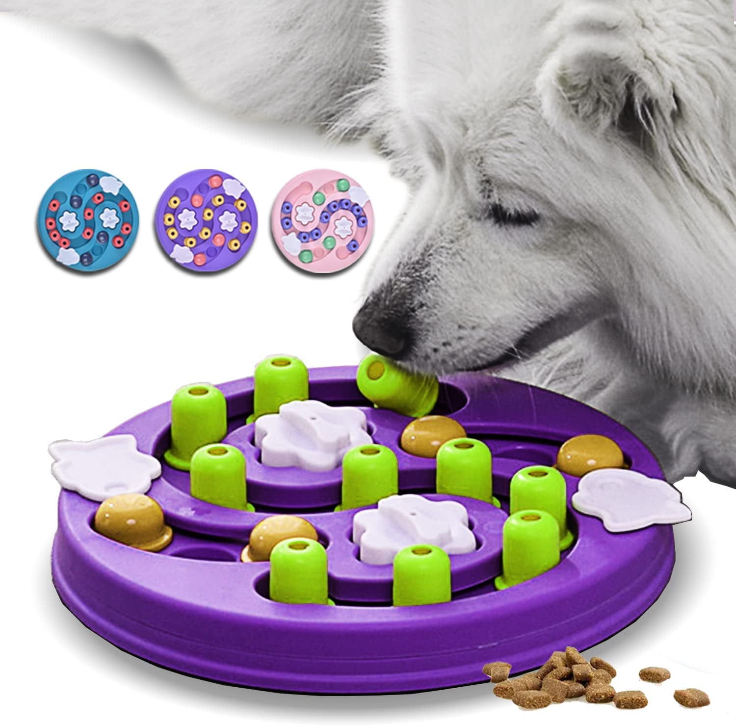 Absob Dog Puzzle Toys Dogs Food Puzzle Interactive IQ Training and Mental Enrichment Treat Food Dispensing (Pink)