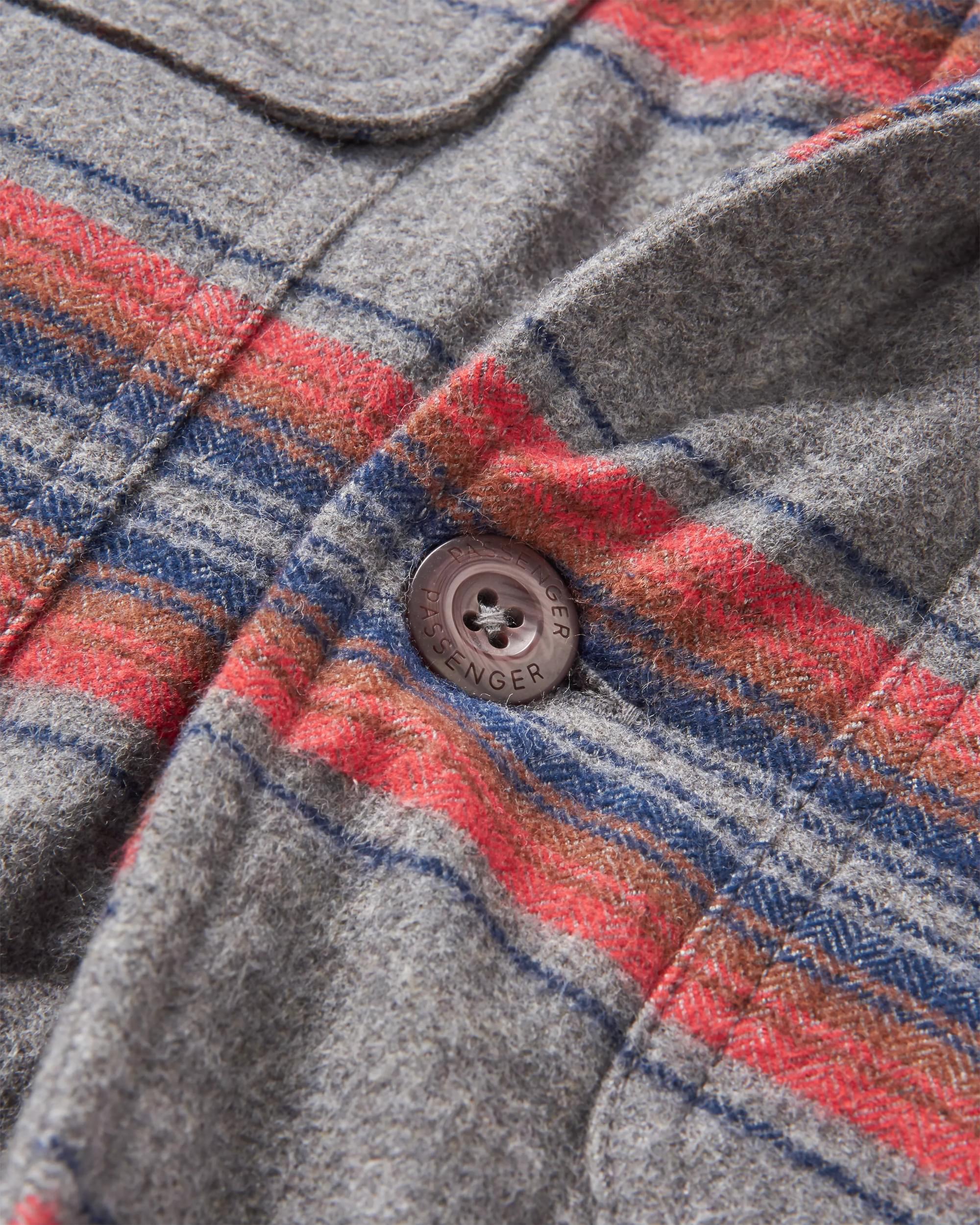 Freestyle Sherpa-Lined Overshirt - Grey Marl Stripe