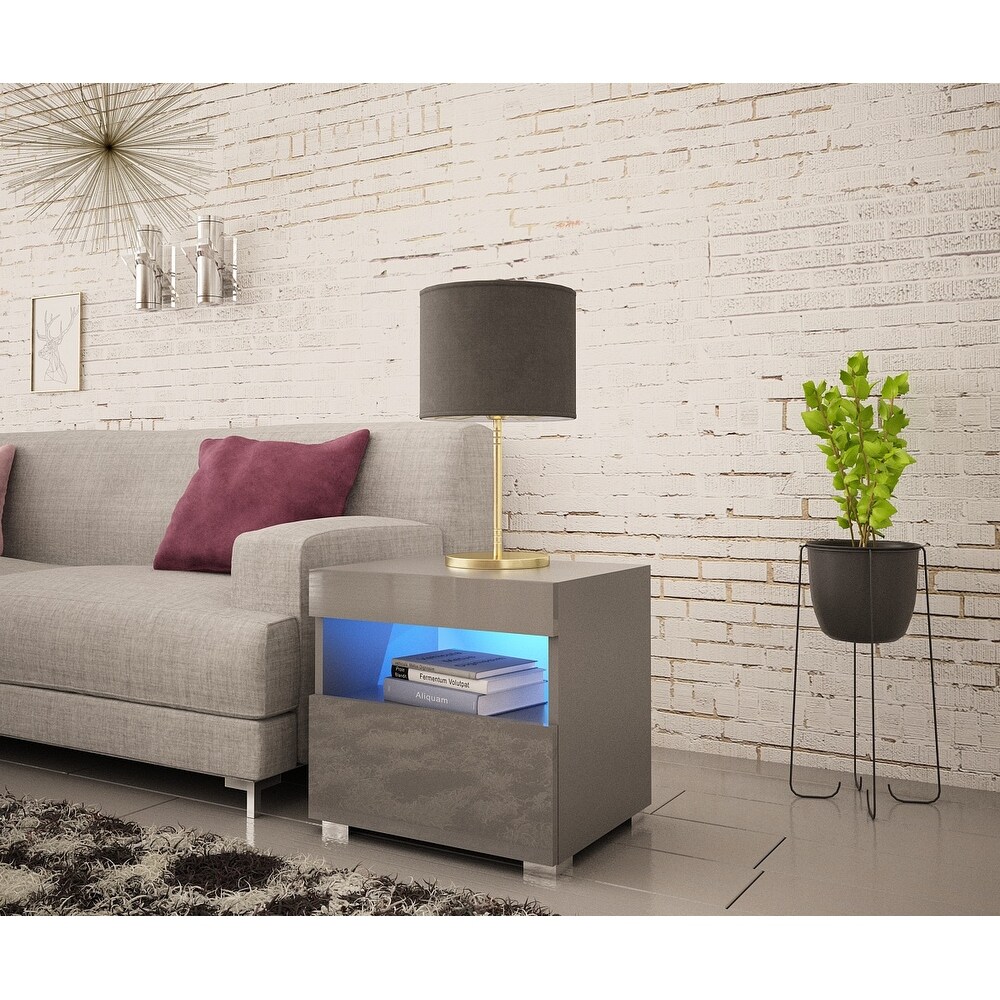 Strick   Bolton Cyrena High gloss Nightstand with LED Lights