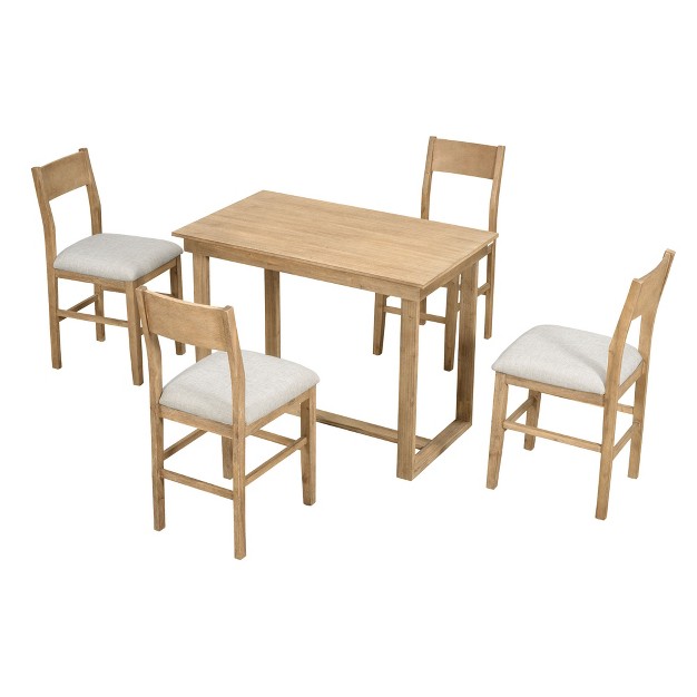 5 piece Farmhouse Counter Height Dining Table Set With 1 Rectangular Dining Table And 4 Dining Chairs For Small Places Modernluxe