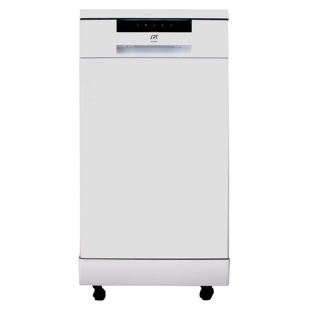 SPT 18 in White Electronic Portable 120volt Dishwasher with 6Cycles with 8 Place Setting Capacity