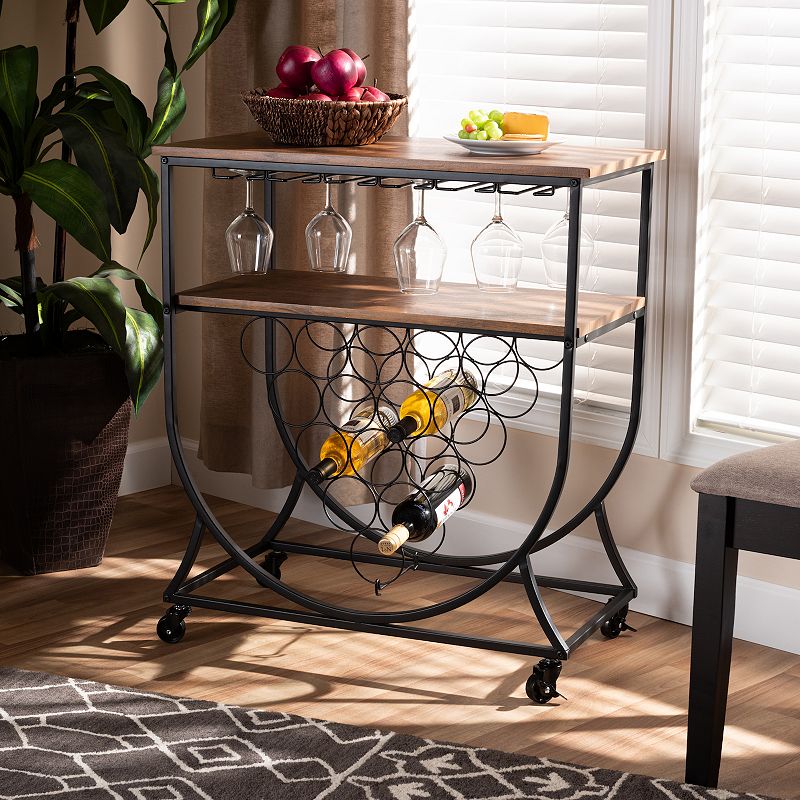 Baxton Studio Dania Wine Bar Cart