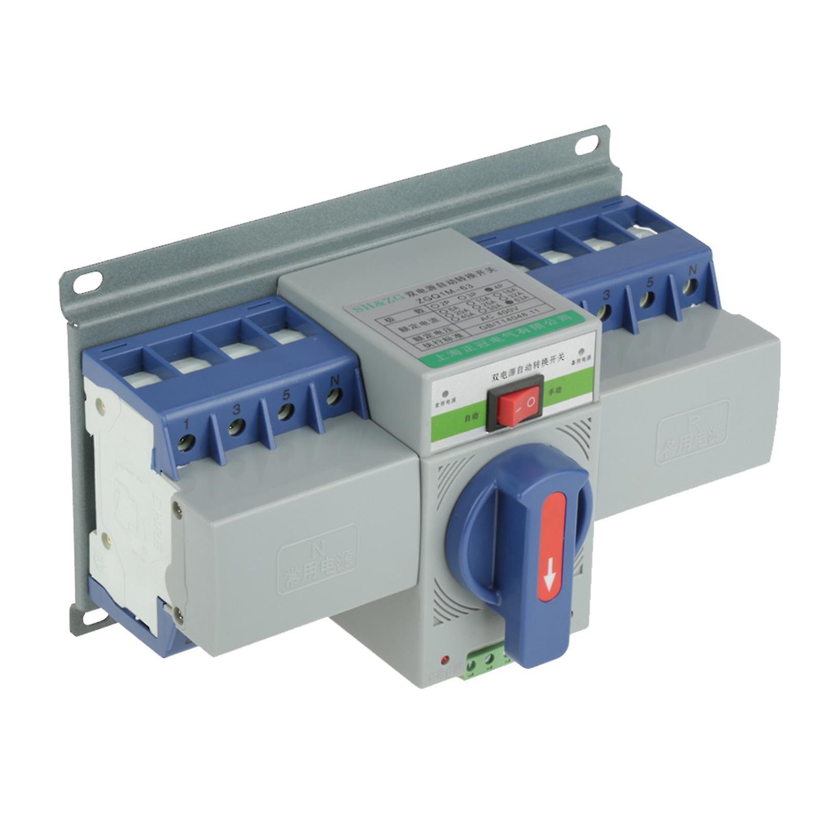 1pc 400V 63A 4P Mini Dual Power Automatic Transfer Switch Circuit Breaker