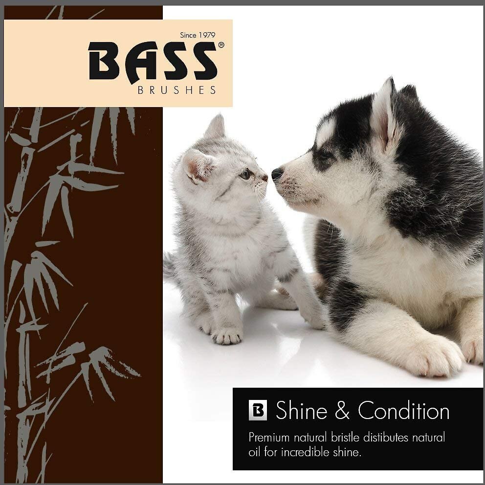 Bass Brushes Shine and Condition Pet Brush， Bamboo-Dark Finish