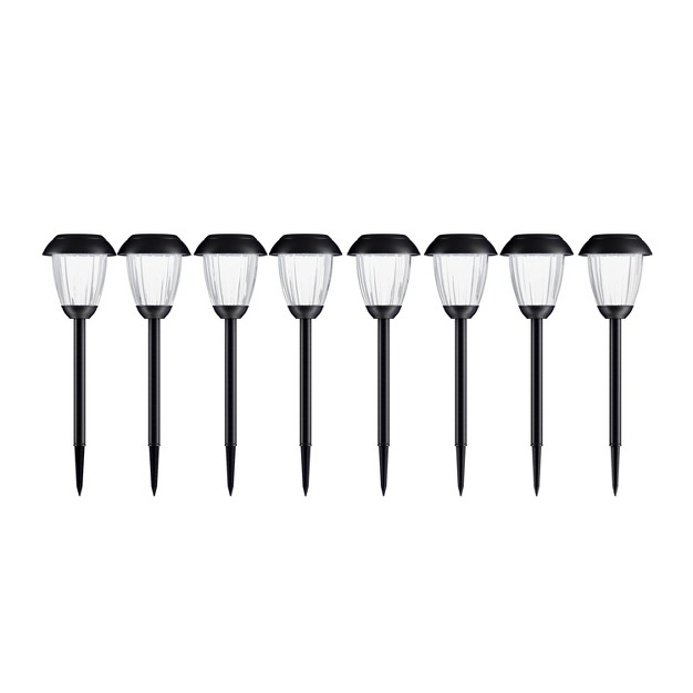 Nature Spring 16 in Stainless Steel Solar Garden Path Lights Black Set Of 8