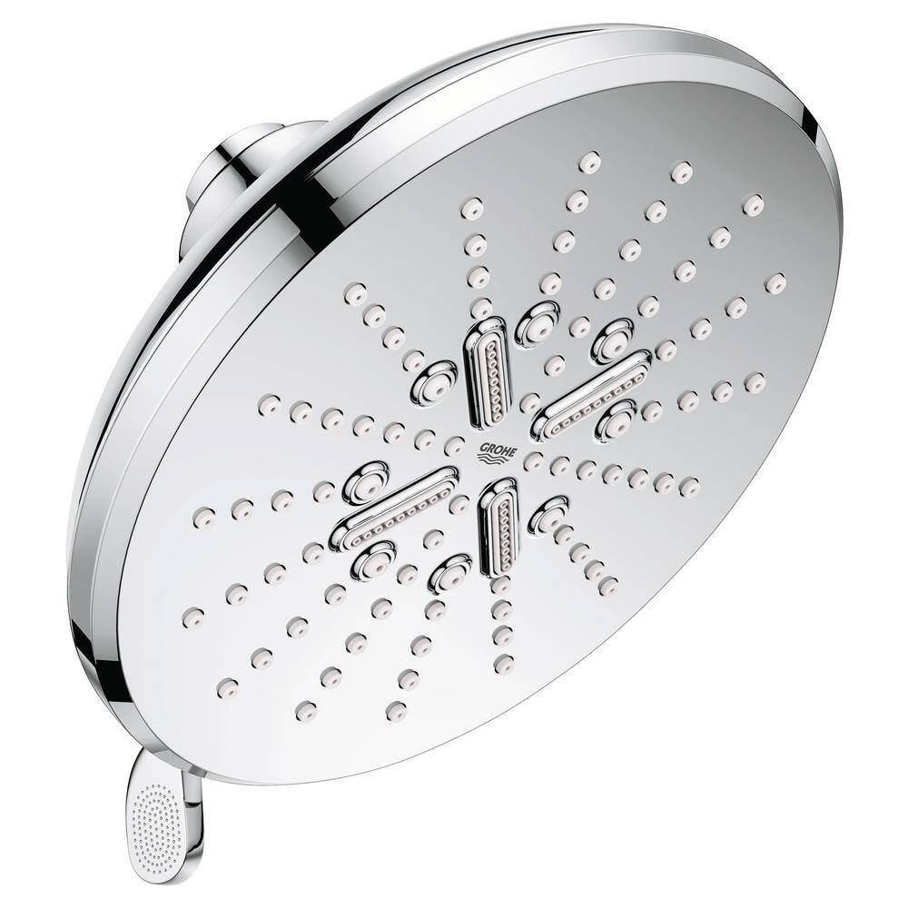 GROHE Rainshower SmartActive 3-Spray Patterns 1.75 GPM 6.5 in. Round Wall Mount Fixed Shower Head in StarLight Chrome 26789000