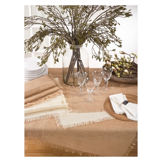 Burlap Tablecloth Ivory 90 quot x156 quot