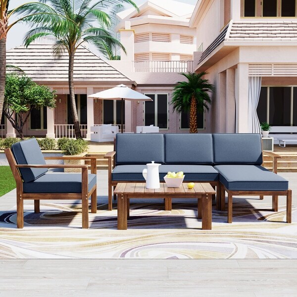 4Piece Wood Patio Conversation Set