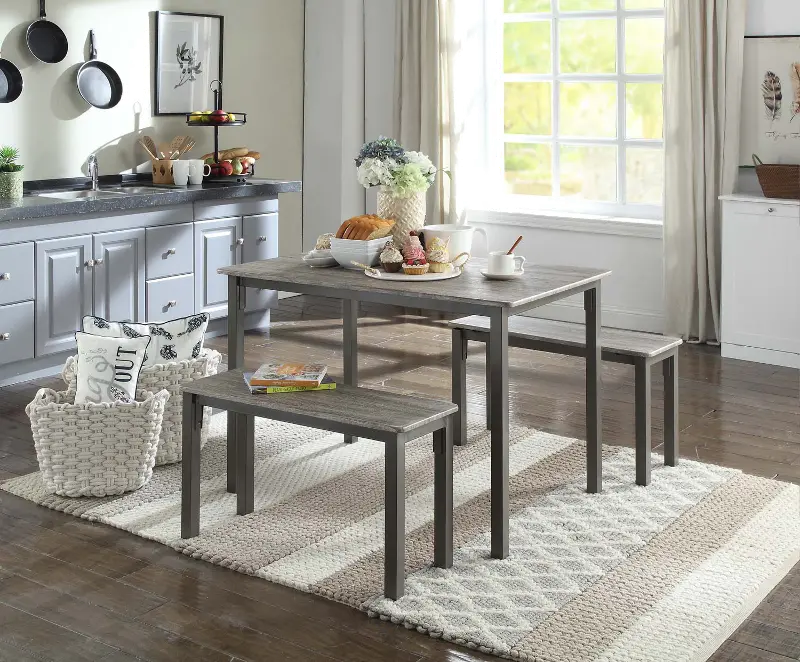 Brown and Gray 3 Piece Dining Set - Boltzero