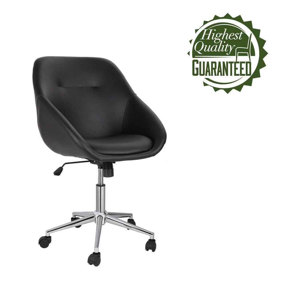 Porthos Home Hayes Swivel Office Chair  Chrome Base  PU Leather