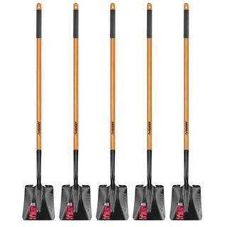 Husky 5-Piece 47 in. L Wood Handle Carbon Steel Transfer Shovel with Grip Garden Tool Set 78115-942