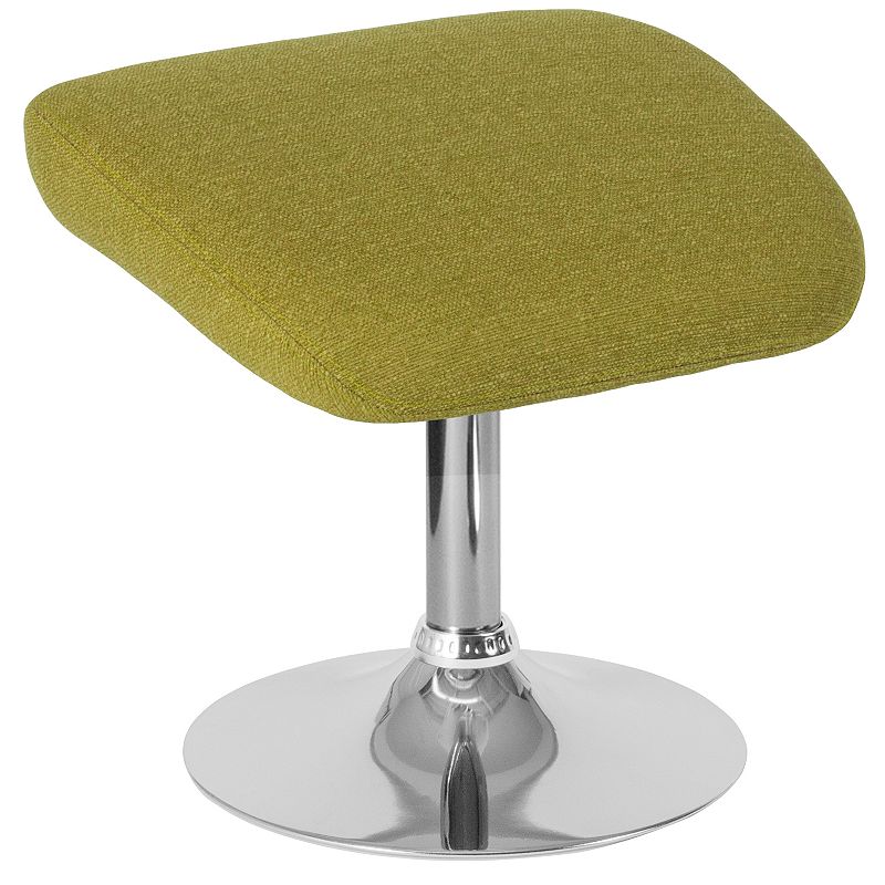 Emma and Oliver Green Fabric Ottoman Footrest with Chrome Base