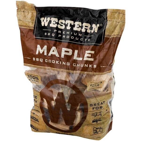 Western BBQ Maple Barbecue Flavor Wood Cooking Chunks for Grilling and Smoking - 8