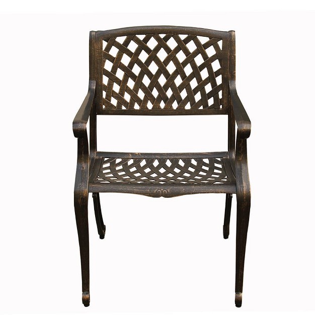 Modern Outdoor Mesh Lattice Aluminum Dining Chair Bronze Oakland Living