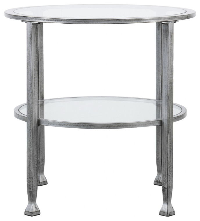 24 quotSilver Glass And Iron Round End Table   Farmhouse   Side Tables And End Tables   by HomeRoots  Houzz