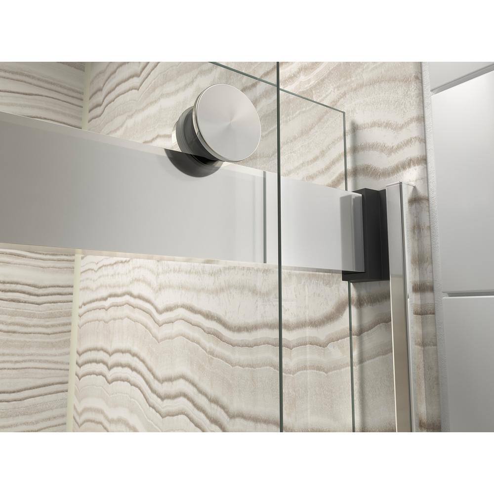 KOHLER Levity 59.625 in. W x 74 in. H Frameless Sliding Shower Door in Bright Silver with Blade Handles K-706009-L-SH