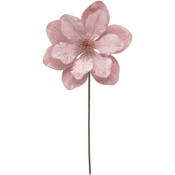 23 Blush Pink Flower Glittered Christmas Floral Pick