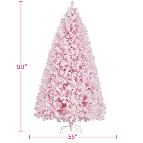 Yaheetech Prelit Flocked Artificial Christmas Tree Snow Frosted Christmas Tree，Pink