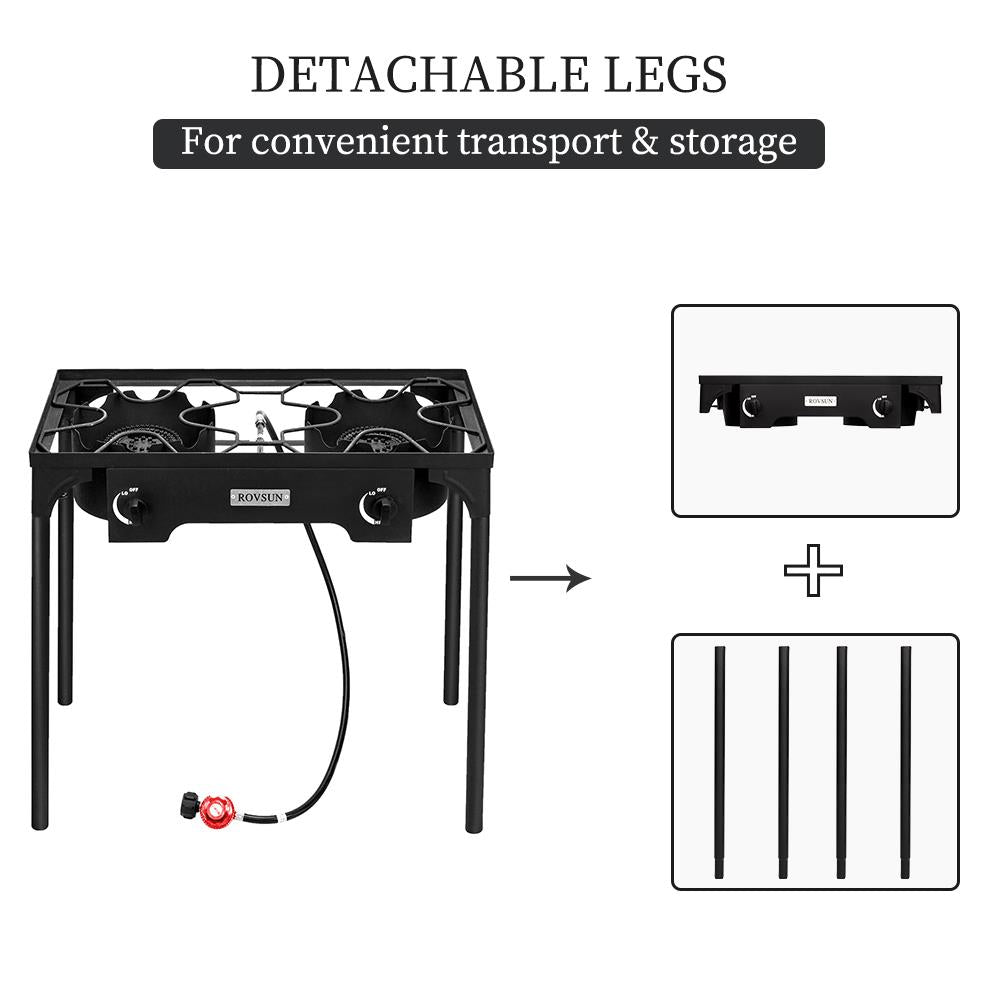 Ktaxon EX72 10.24" Portable Propane 150,000BTU 2 Burner Outdoor Stove with 0-20 Psi Regulator