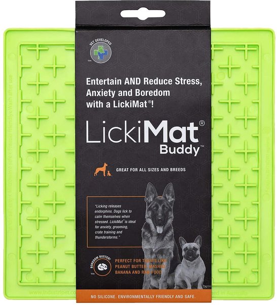 LickiMat Classic Buddy Slow Feeder Dog Lick Mat， Green