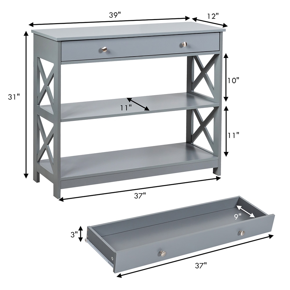 3 Tier Console Table X Design Entryway Table with Drawer