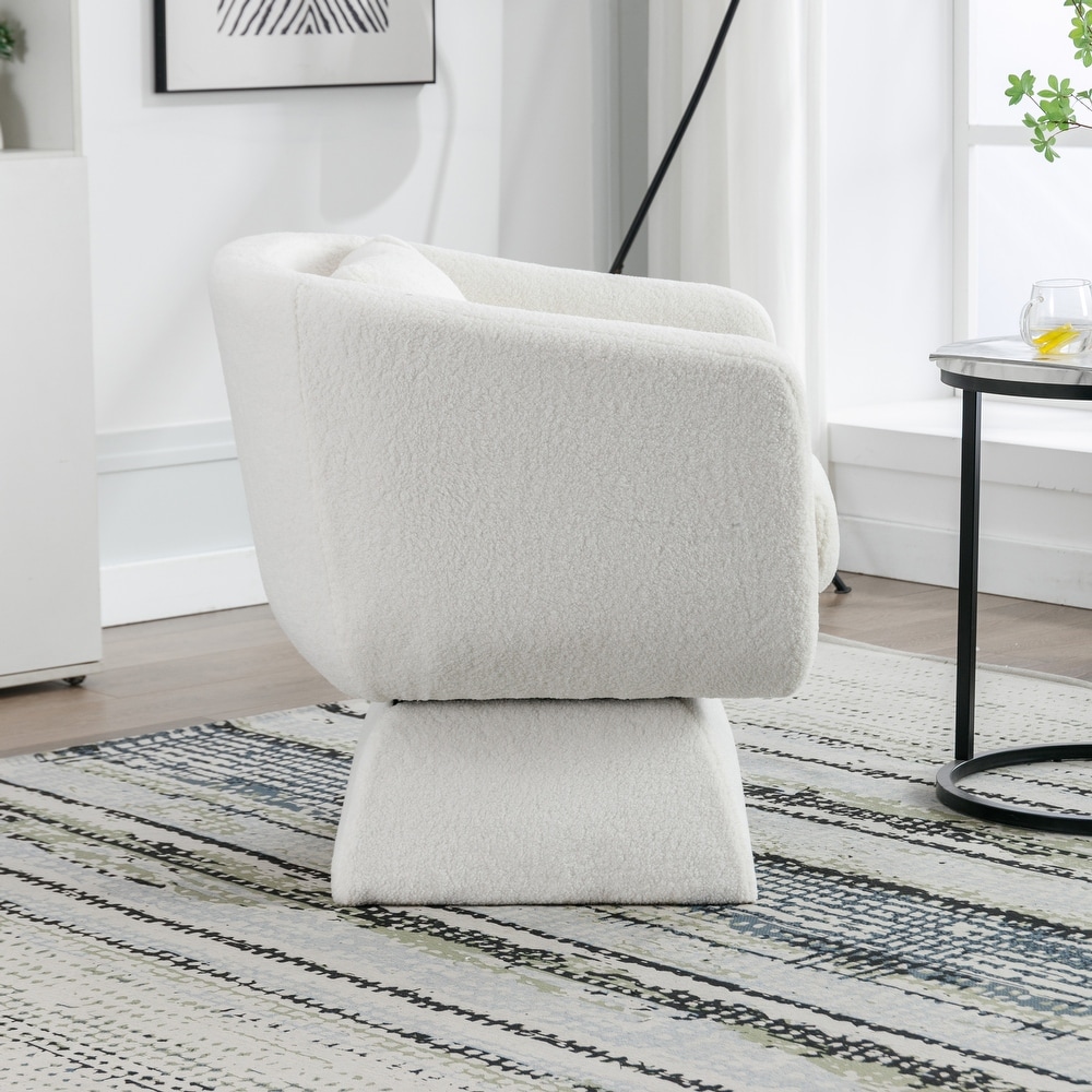 Boucle Upholstered Swivel Accent Arm Barrel Chair for Living Room