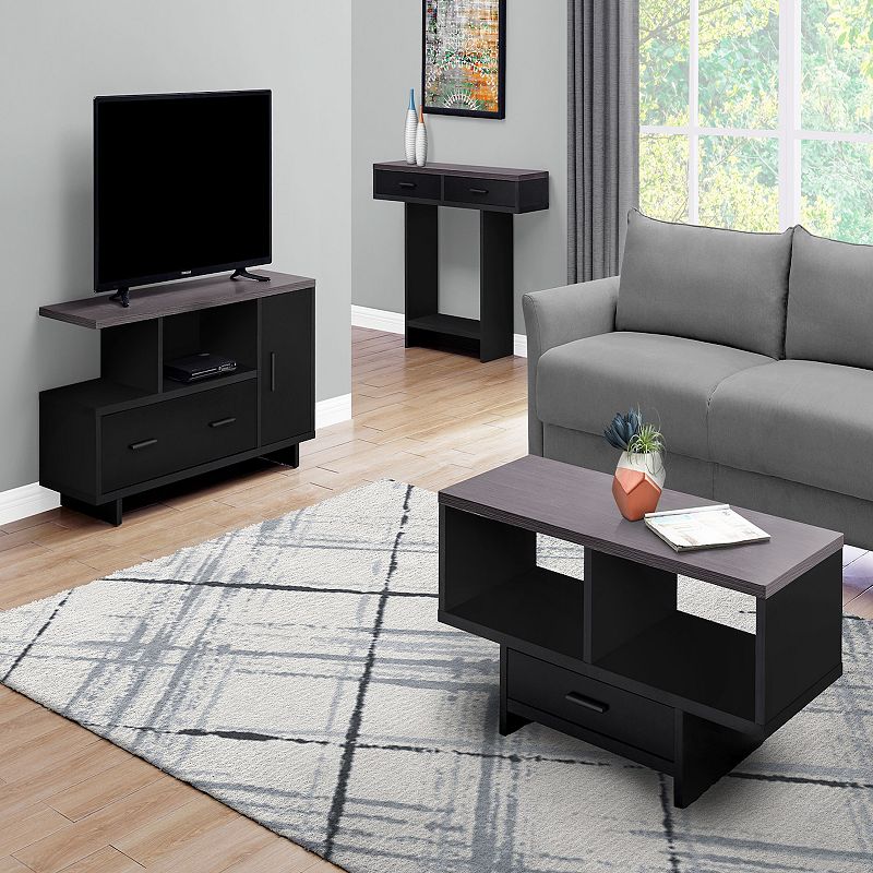 47.25 Gray and Black Contemporary Rectangular TV Stand with Drawers