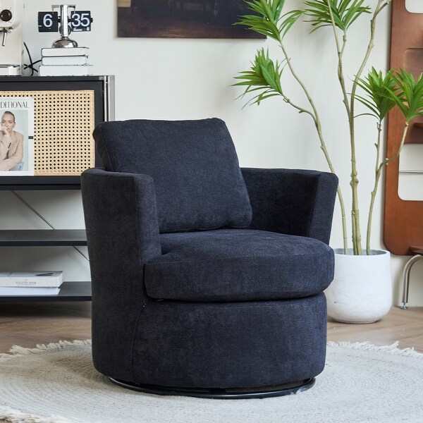 Swivel Barrel Chair，Comfy Round Accent Sofa Chair for Living Room，360 Degree Swivel Barrel Club Chair