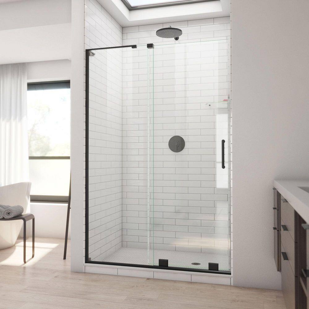 DreamLine Mirage-X 48 in. W x 72 in. H Sliding Frameless Shower DoorEnclosure in Satin Black with Clear Glass SHDR-1948723-09