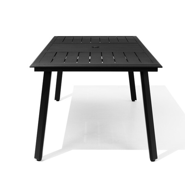 Outdoor Aluminum Dining Table Black with Umbrella Hole